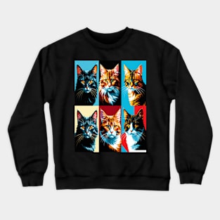 Pop Art Cat Portraits Crewneck Sweatshirt